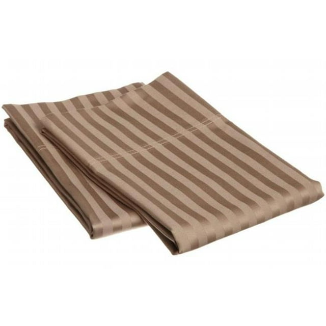 Egyptian Cotton 650 Thread Count Stripe Pillowcase Set Standard-Taupe
