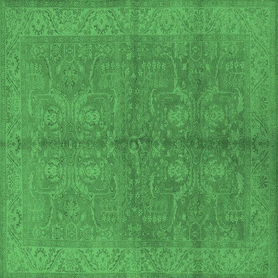 Ahgly Company Indoor Square Oriental Emerald Green Industrial Area Rugs, 3' Square