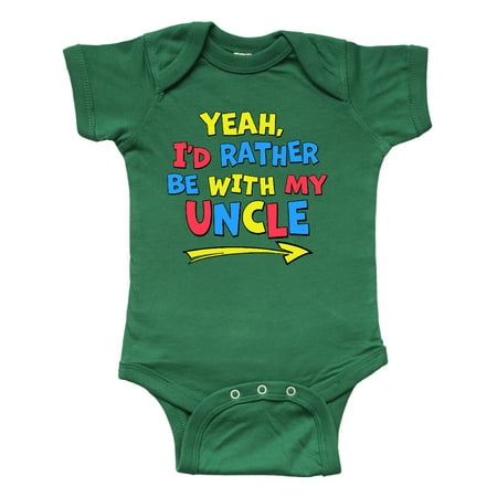 

Inktastic Yeah I d Rather be with My Uncle in Red Yellow and Blue Gift Baby Boy or Baby Girl Bodysuit