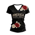 thumbnail image 2 of HOWPAY Womens 250 Anniversary USA Shirt Short Sleeve V Neck Vintage Patriotic Pullover 1776-2026 Commemorative Loose Fit Casual Tees Black L, 2 of 2