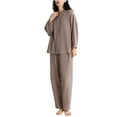 thumbnail image 2 of Amkhujs Pajamas for Women Set Button up Long Sleeve Top and Long Pants Sleepwear Loungewear Pajamas, 2 of 6
