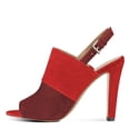 thumbnail image 2 of YDN Women Elegant Peep Open Toe Slide Mules Pumps Slingback High Chunky Heels Adjustable Buckle Slip On Shoes Size 7 Red-winered, 2 of 3