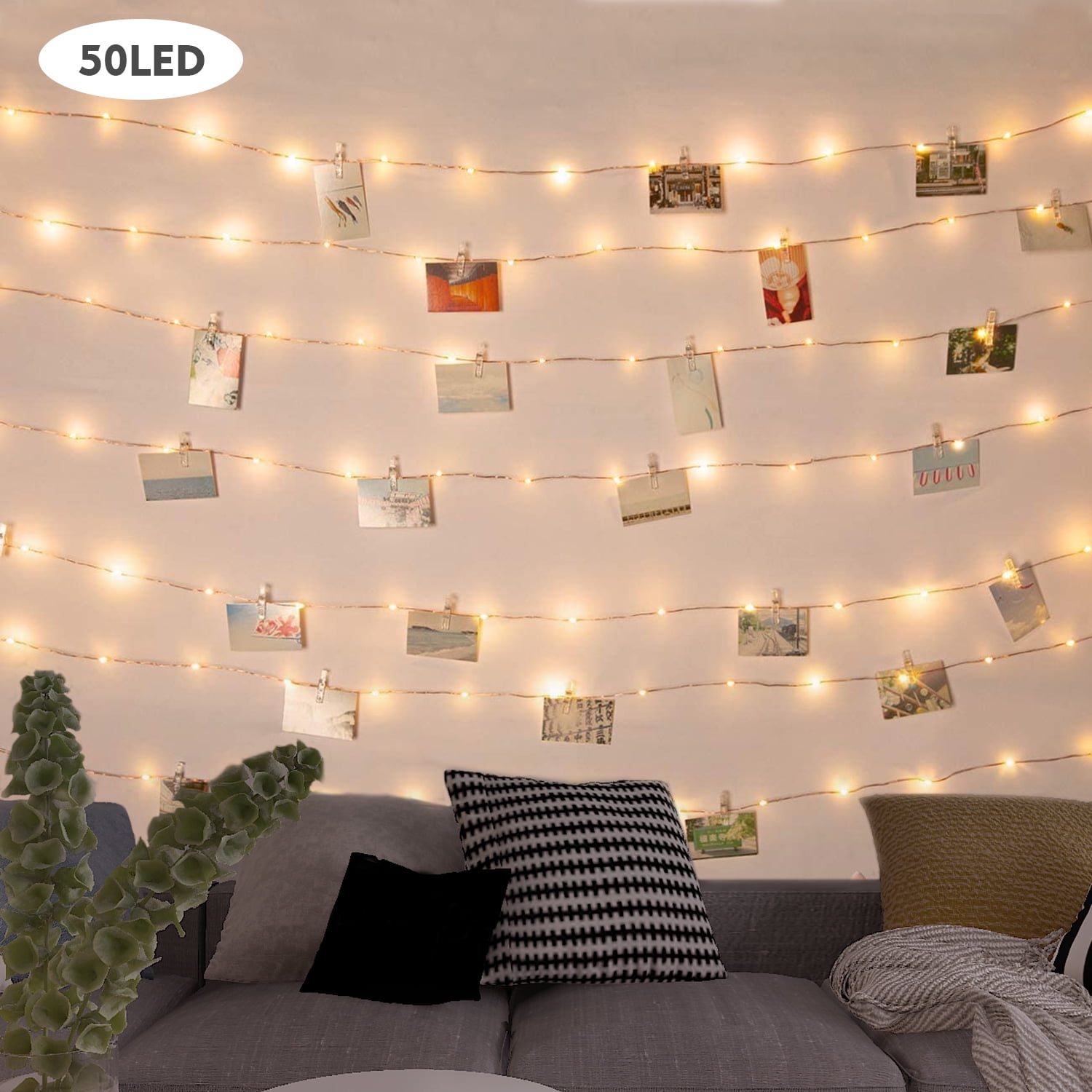Cards and Artwork Wedding Party Home Dorm Bedroom Christmas Decor Lights for Hanging Photos 16.4 Feet, Colorful LED Photo Clip String Lights 50 Photo Clips USB Powered Fairy Twinkle Lights 
