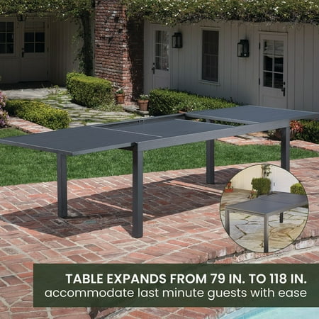 Hanover Naples 11 Pcs Aluminum Outdoor Dining Set, Gray