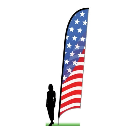 Complete Flag Kit - USA Stars and Stripes - complete 14' ground spike swooper feather flag kit