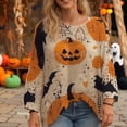 thumbnail image 2 of YEJIMAN Sweatshirt for Women Halloween Crochet Pumpkin Sweater Oversized Knit Pullover Bat Witch Hat Cozy Fall Long Sleeve Clothes Pullover, 2 of 5