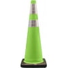 Cortina Traffic Cone, PVC Black Base and 6" Upper/4" Lower Reflective Collar 03-500-06LI, 36" Height, Fluorescent Green