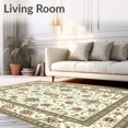 thumbnail image 2 of Flatwoven High Traffic Area Rug, Sage Green Floral Oriental, Non Slip, Stain Resistant, Washable Area Rugs for Living Room, Bedroom(Beige, 8X10), 2 of 8