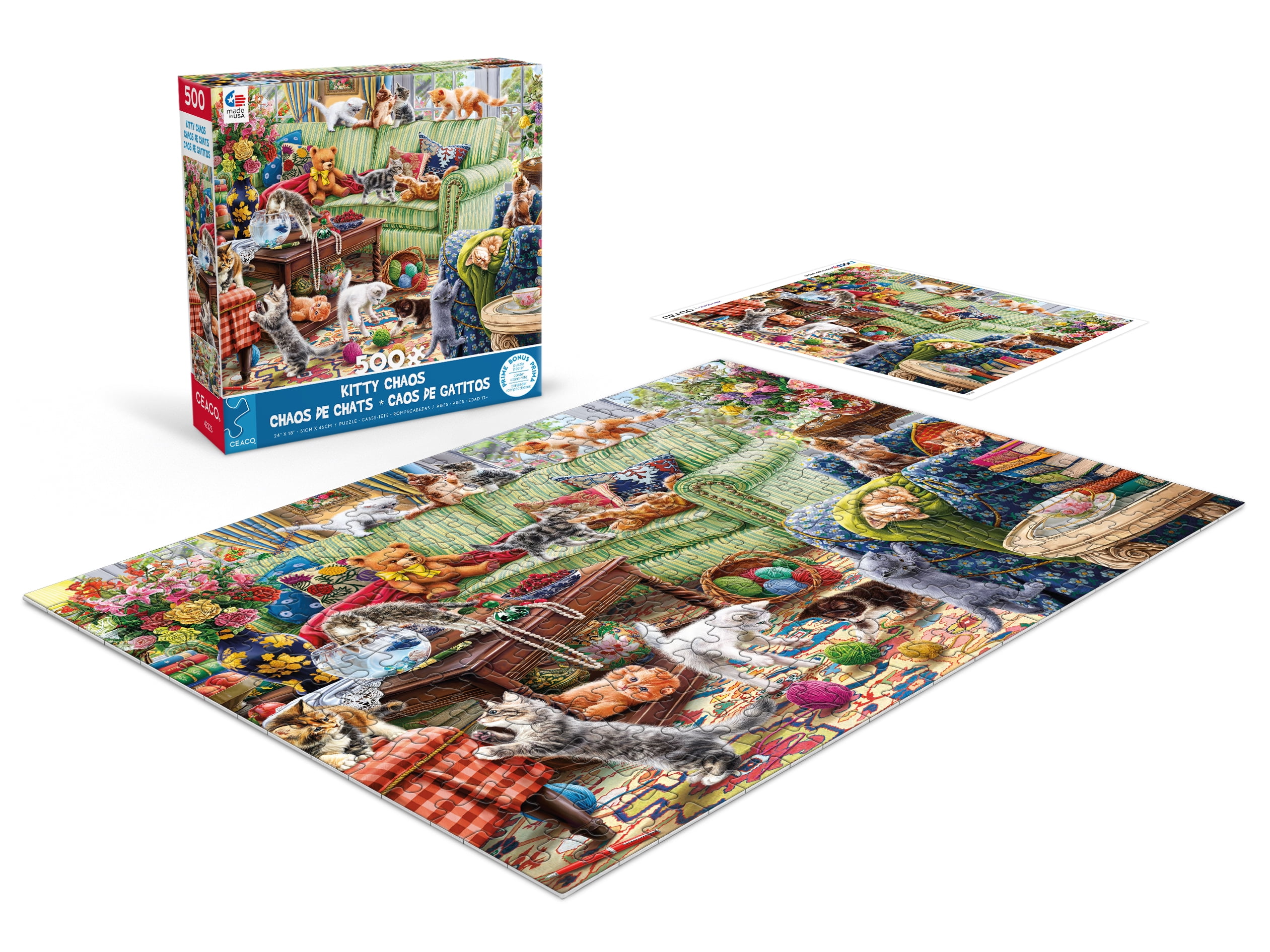Ceaco Kitty Chaos (Image World) Sarah Wong 500 Piece Interlocking Jigsaw Puzzle