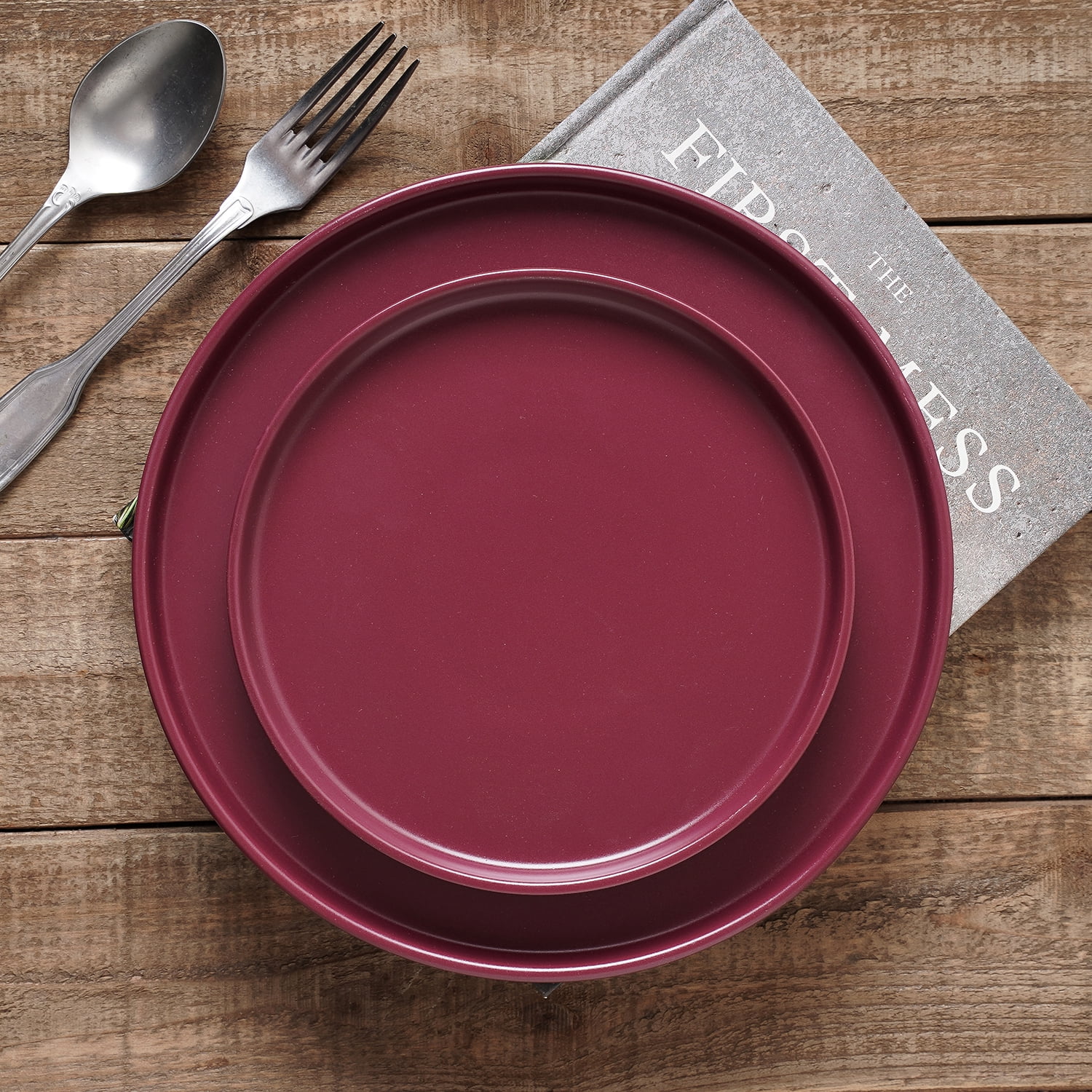 Stone + Lain Chelsea Stoneware Collection, Round Dinnerware Set, 24 Pieces Service for 8, Purple