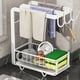 thumbnail image 5 of Kitchen Countertop Rag Rack Organizer | Stainless Steel Towel Shelf Black/White | Sponge Drainer Storage | Efficient Multi-Tier Design | 28x17.7x11cm | 1 Piece | Drip Tray Included, 5 of 6