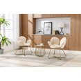 thumbnail image 2 of Accent Chair Set of 2, Modern Velvet Upholstered Vanity Desk Chairs with Cross Metal Legs, Comfy Cute Single Sofa Chair Leisure Armchairs with Soft Cushion for Living Room Bedroom Dining Room, Beige, 2 of 7