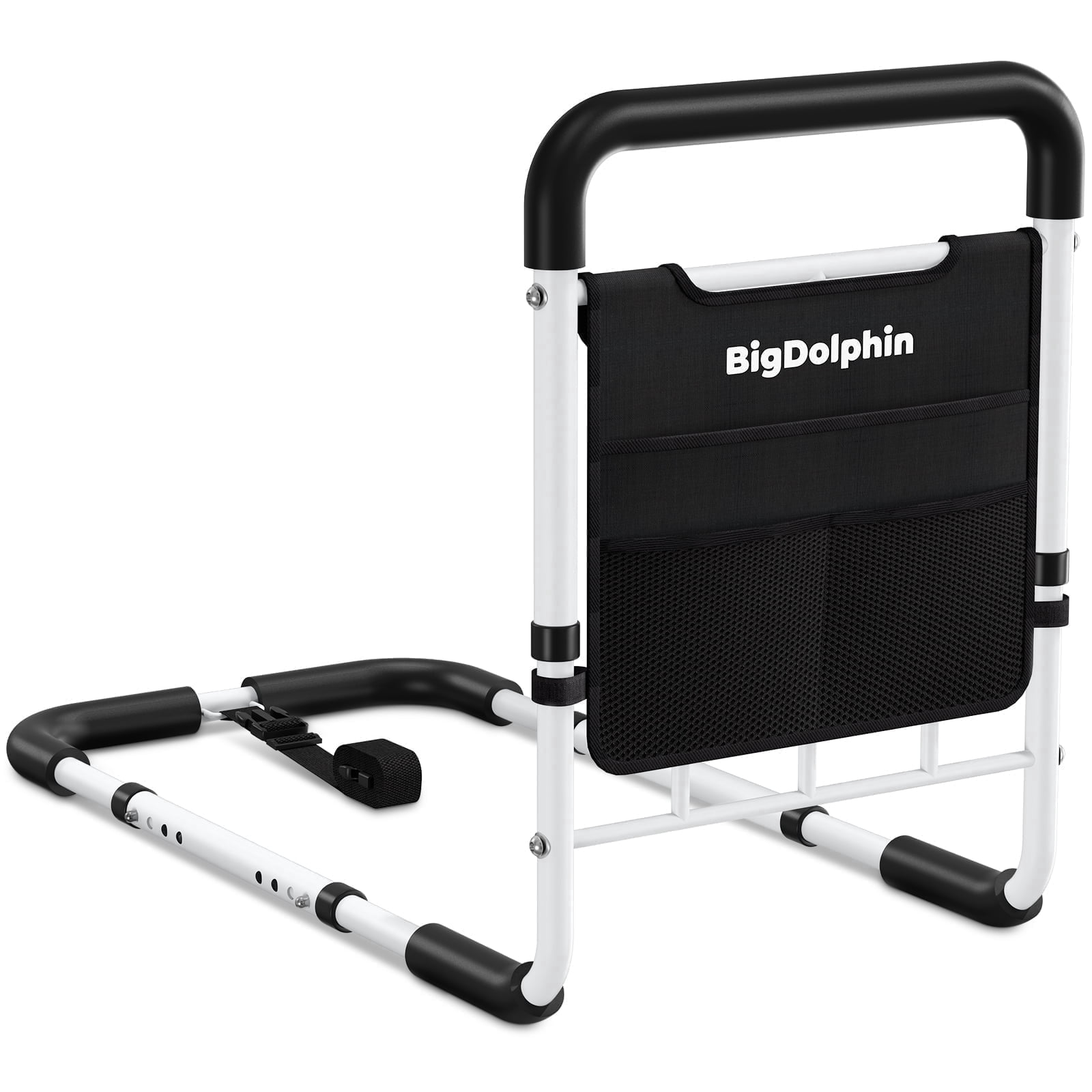 BigDolphin Bed Rails for Seniors - Adjustable Bed Cane with Non-Slip Ergonomic Handle & Storage Pocket, Bed Rails for Elderly Adults for Seniors Support 400 LBS, Tool-Free Assembly