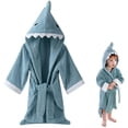 thumbnail image 1 of Albornoz con capucha para niños pequeños, albornoz con capucha, toalla con capucha, talla única, tiburón azul Adepaton LKX-0748, 1 of 1