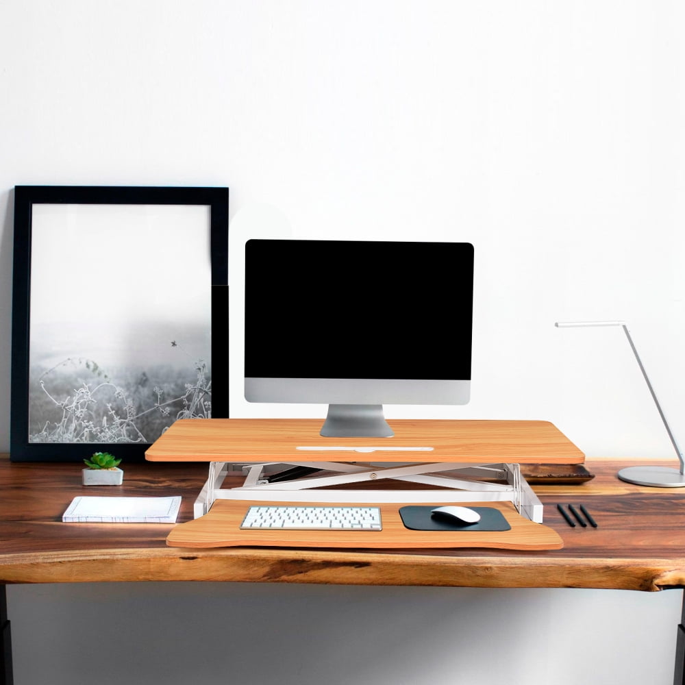 37" Standing Desk Converter Height Adjustable Sit to Stand Up Riser, Monitor and Laptop Workstation with Wide Keyboard Tray