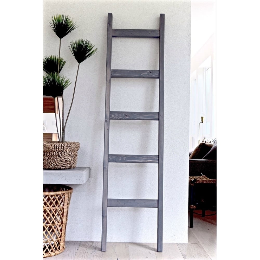 Bits + Bushel 6ft Decorative Blanket Ladder Freestanding Wood Display
