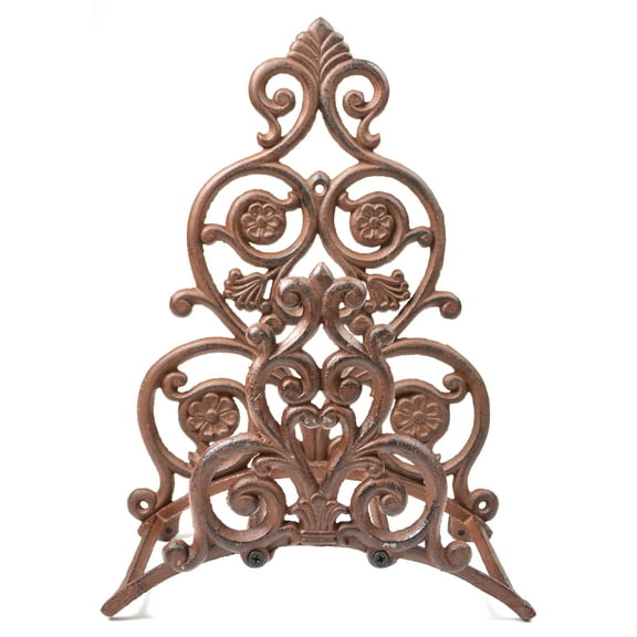 Cast Iron Garden Hose Holder - Floral & Spade Pattern - 13.25" Tall