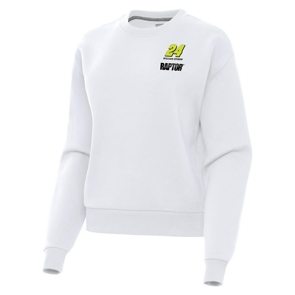 Women's-Antigua  White William Byron Victory Crewneck Pullover Sweatshirt