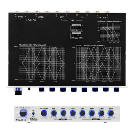 BOSS Audio Systems AVA1210 Car Audio Equalizer 7 Band Pre-Amp With Gold-Plated Front/Rear and Subwoofer Outputs, DPS Processor