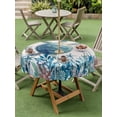 thumbnail image 4 of Outdoor Tablecloth with Umbrella Hole for Patio/Picnic/Party/Camping, Teal Sea Turtle Waterproof Table Cloth Round Cover Washable, Coastal Summer Beach Coral Seaweed Wood (Dia 54"), 4 of 8