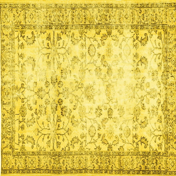 Ahgly Company Indoor Square Abstract Yellow Contemporary Area Rugs, 3' Square