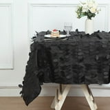 Efavormart 54" Black 3D Leaf Petal Taffeta Fabric Square Tablecloth ...