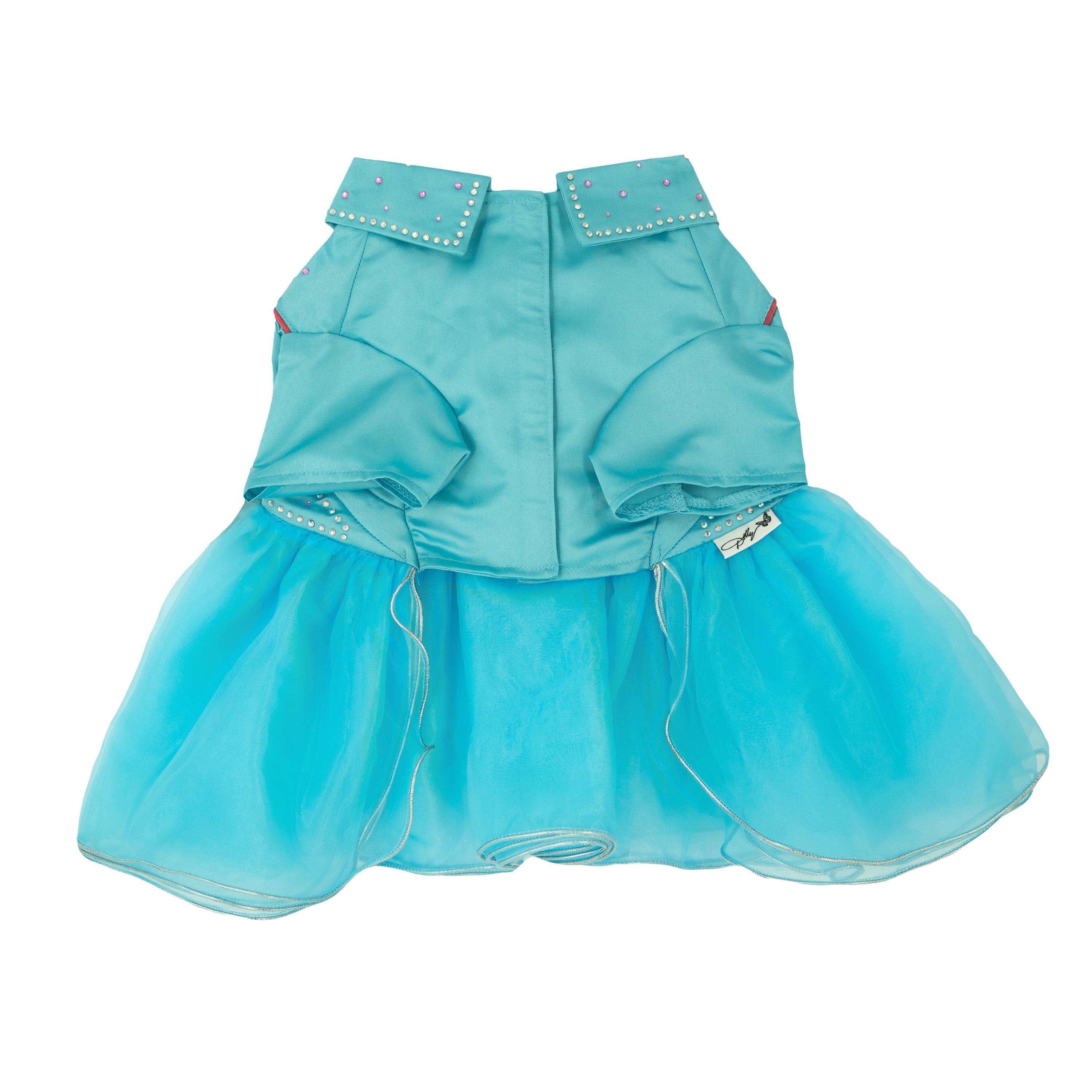 Doggy Parton, Dog and Cat Clothes, Western Rhinestone Tutu Pet Dress, Blue, XS
