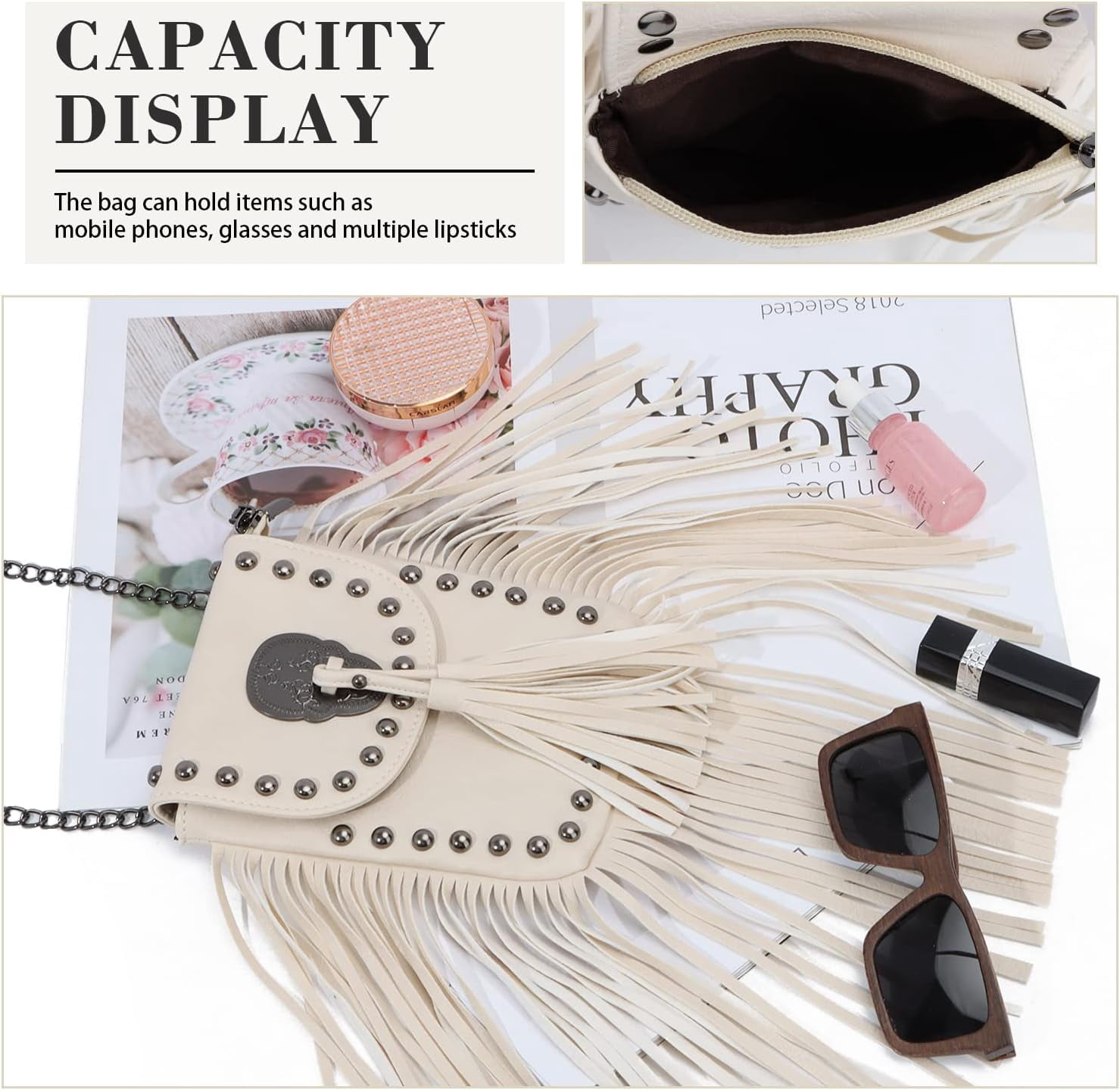 Leather Skull Fringe Purses for Women Black Tassel Shoulder Crossbody Bag Unique Gothic Punk Satchel Handbag