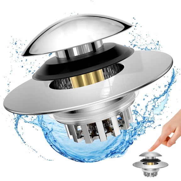 Upgraded 2 in 1 Bathtub Drain Stopper Bathtub Drain Hair Catcher, Pop-up Tub Stopper with Effective Filter Basket, Anti-Clogging Bathtub Drain Plug Bath Tub Stoppers for 1.45-1.8" Drain Shoe