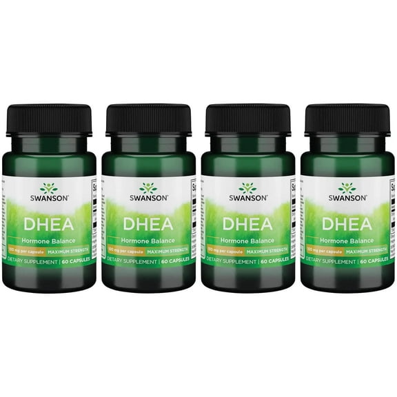 Swanson DHEA - Natural Supplement to Support Healthy Aging - Supports Hormone Balance and Immune Support - Helps Maintain Energy and Drive - (60 Capsules, 100mg Each) (4 Pack)