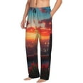 thumbnail image 2 of Uemuo Cat Watching City Sunset Pattern Men's Wide Leg Palazzo Lounge Pants with Pockets Light Weight Loose Comfy Casual Pajama Pants-X-Large, 2 of 9