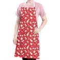 thumbnail image 5 of Red Christmas Apron-Garden Aprons for Women with Pockets-Cotton Linen Waterproof Kitchen Cooking Gardening Aprons Adjustable for Kitchen,Cooking,BBQ and Salon 32"x27", 5 of 7