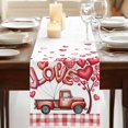 thumbnail image 3 of Table Runners 72 Inches Long Dress Scarves, Valentine's Day Farmhouse Kitchen Table Runner, Coffee Tablerunners, Red Love Balloons Trees Truck Pink Plaid 14x72 Inch, 3 of 9