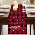 thumbnail image 3 of Table Runners 90 Inches Long Dress Scarves, Valentine's Day Farmhouse Coffee/Dining/Kitchen Table Runner for Living Room, Black Red Plaid Love Heart Roses Truck 13x90 Inch, 3 of 9