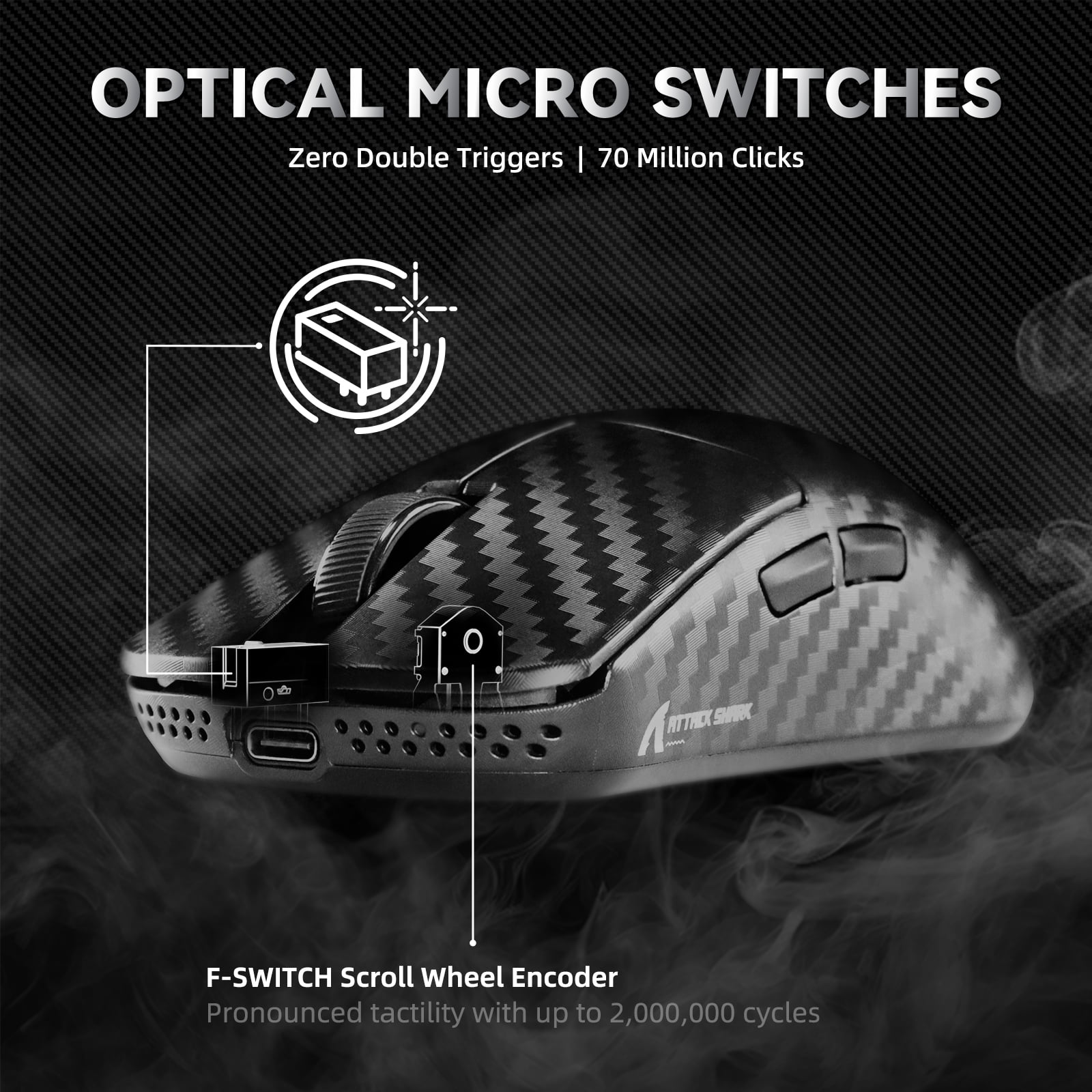ATTACK SHARK R11 ULTRA Carbon Fiber Wireless 8K PAW3950MAX Gaming Mouse