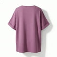 thumbnail image 4 of Stamzod Summer T Shirts for Women Solid Color Short Sleeve Basic Tee Tops Casual Loose Oversized Shirts for Women Purple S, 4 of 6
