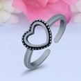 thumbnail image 4 of 7mm Heart Toe Band Ring 925 Sterling Silver Thin Adjustable Stylish Rings For Women, 4 of 5