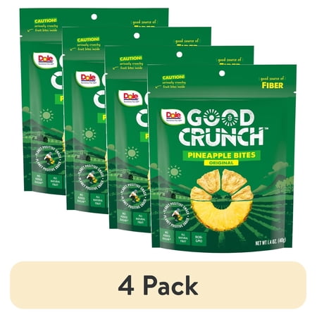 (4 pack) Dole Good Crunch Original Pineapple Bites, Made with All Natural Fruit, 1.4 oz