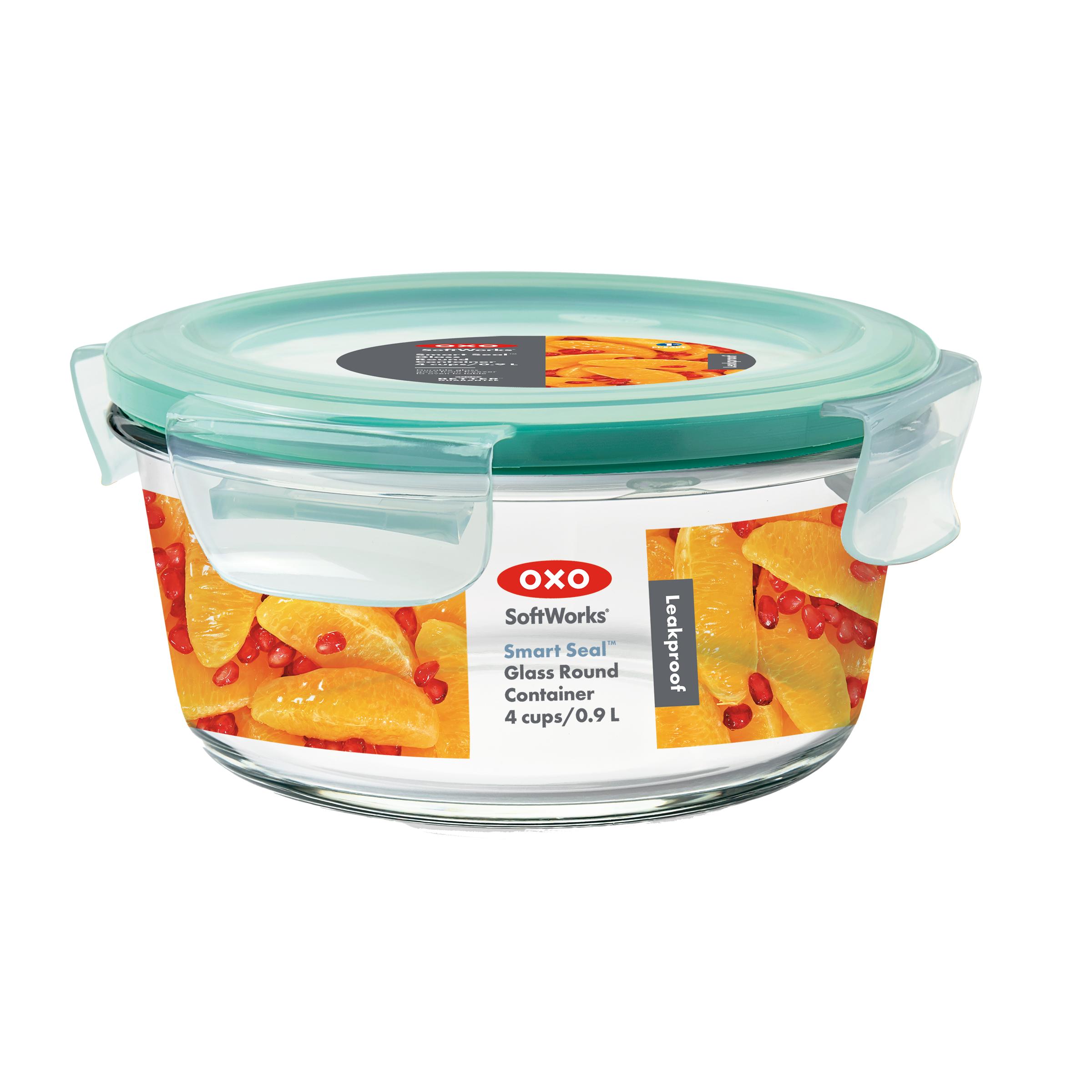 OXO Smart Seal 4-Cup Glass Food Storage Container, Blue photo 8