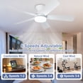 thumbnail image 4 of 42-Inch Low Profile Ceiling Fan with Light - Dimmable LED, 6-Speed and 3 CCT, Quiet DC Motor, Remote Control, 5 White Blades for Indoor/Outdoor, 4 of 9