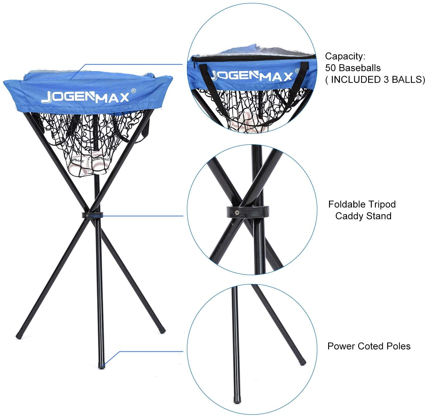 JOGENMAX 7x7 DLX Practice Net Baseball Softball Pitching Batting Training Equipment Set