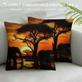 thumbnail image 3 of GOSMITH  Throw Pillows Covers Black Silhouette Elephants African Wild Animal Herd in The Sunset Home Decorative,Cushion Cover for Bedroom Sofa Living Room, 3 of 5