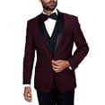 thumbnail image 6 of Adam Baker by Statement Men's Single Breasted Three Piece Shawl Collar Tuxedo - Burgundy Contrast - 38S, 6 of 7
