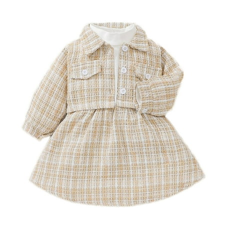 

Lovebay Infant Baby Girls Long Sleeve Princess Dress Plaid Cardigan Coat Formal Outfits