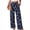 Dark Blue, variant on Wide Leg Pants for Women Floral Print Palazzo Elastic Waist Trousers with Pockets Summer Spring Daily Clothes L