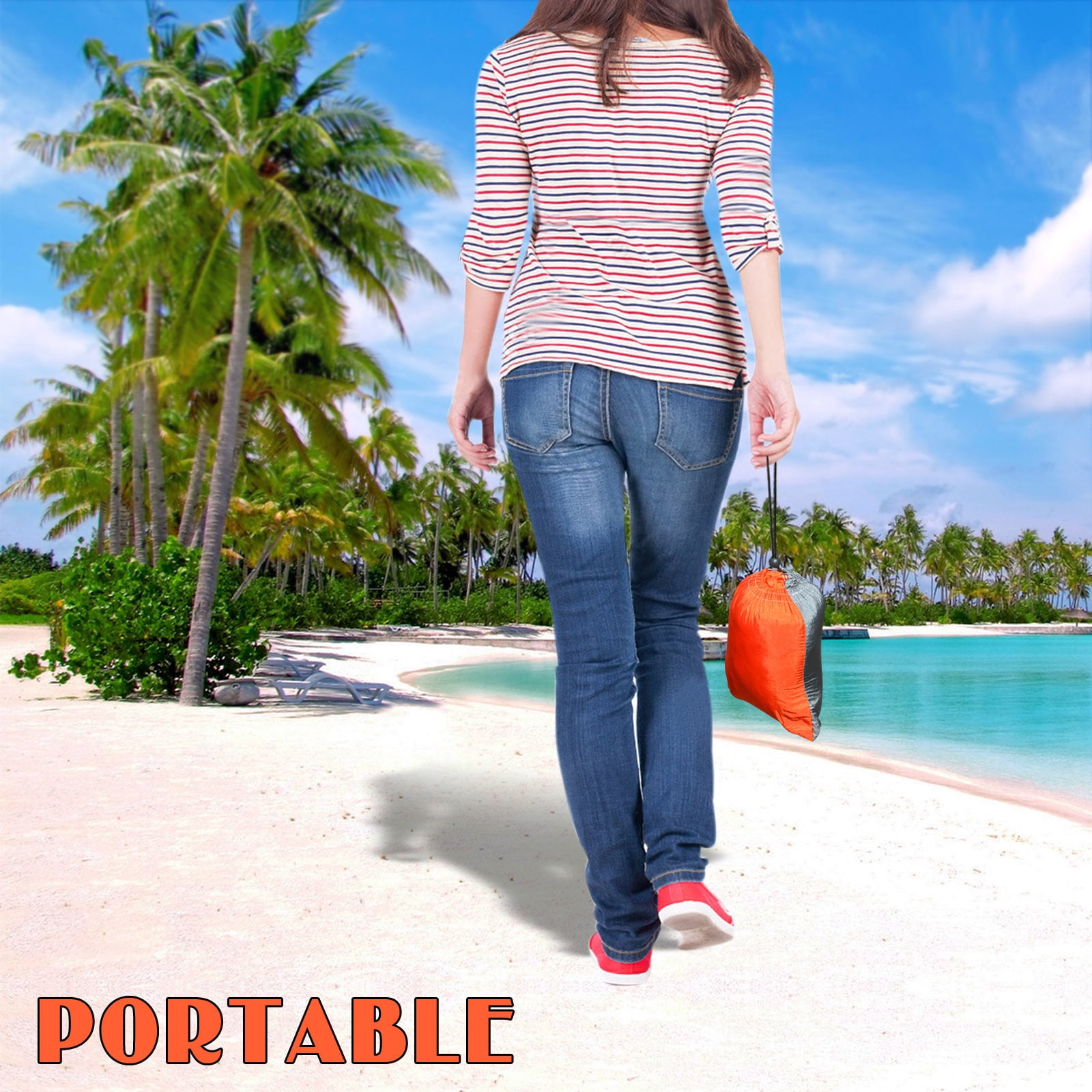 Sunny Portable Nylon Parachute Hammock Light Travel Camping Hiking Swing Bed-Orange