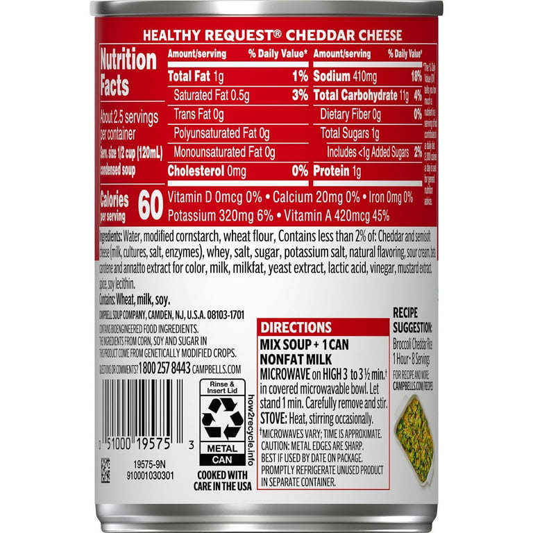 Campbell s Condensed Healthy Request Cheddar Cheese Soup 10.5 Ounce Can