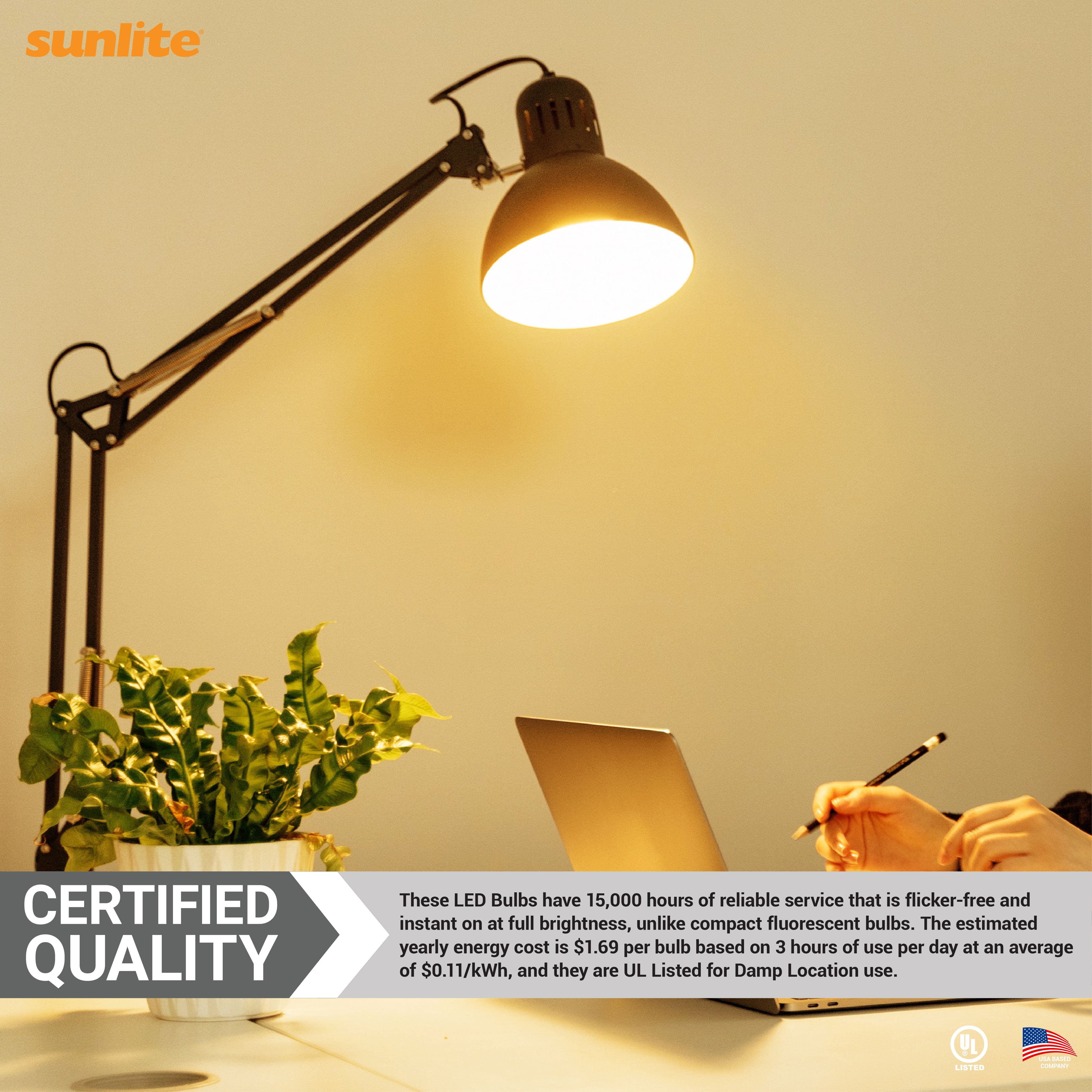Sunlite 41912 LED A19 Light Bulbs, 14 Watts (100W Equivalent), 1500 Lumens, Medium Base (E26), Non-Dimmable, UL Listed, 2700K - Soft White, 6 Pack