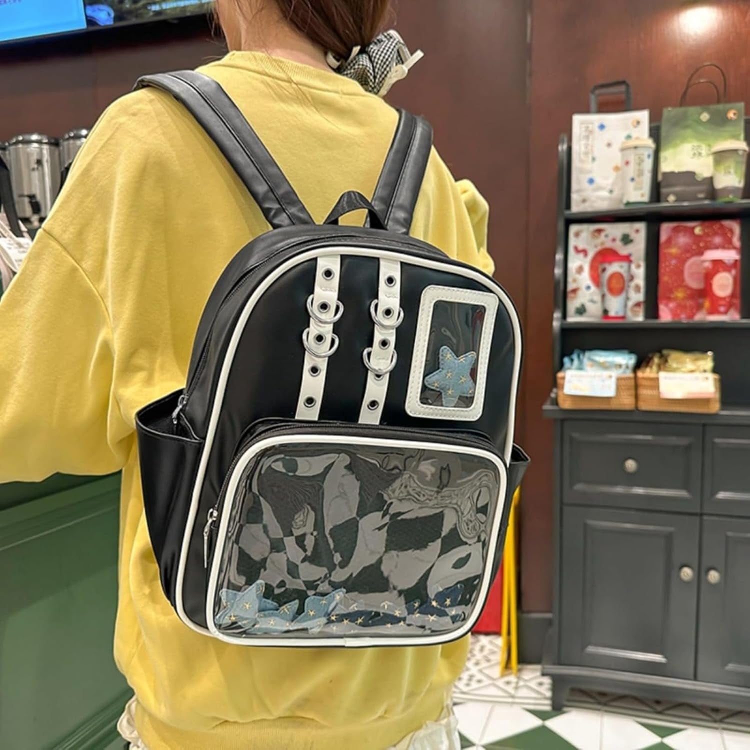 SPEKSEE Kawaii PU Ita Bag with Pin Display Y2K Women Badge Display Backpack, Suitable for Anime Exhibitions