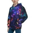 thumbnail image 2 of KLL Unisex Kids Boys Girls Hooded Pocket Pullover Hoodies-Magic Colorful Forest Leaves, 2 of 5